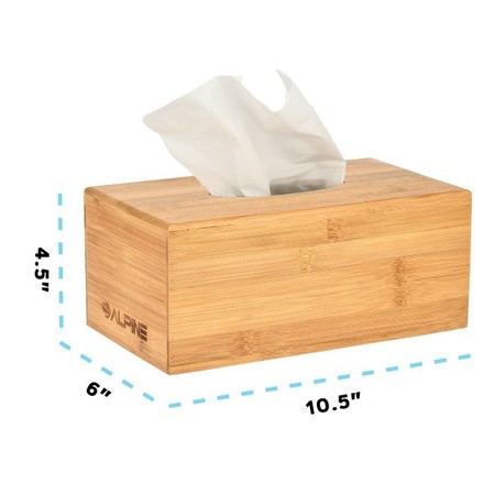 Alpine Industries Bamboo Wooden Tissue Box Cover, PK2 ALP406-BMB-2pk